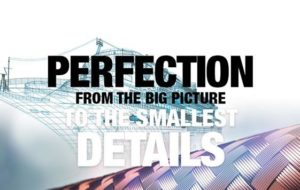 Picture with text "perfection from the big picture to the smallest details"
