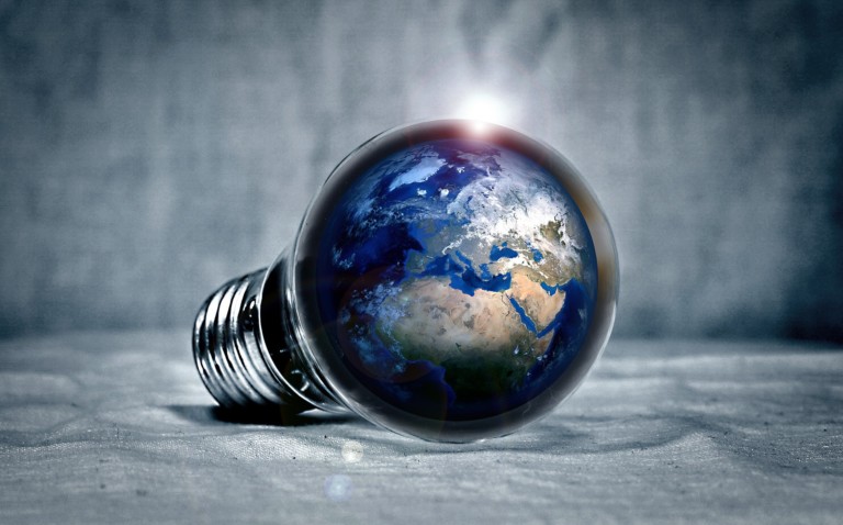Illustration photo: a globe inside a light bulb
