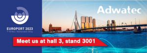 Banner welcoming people to Adwatec stand in Europrt 2023 event
