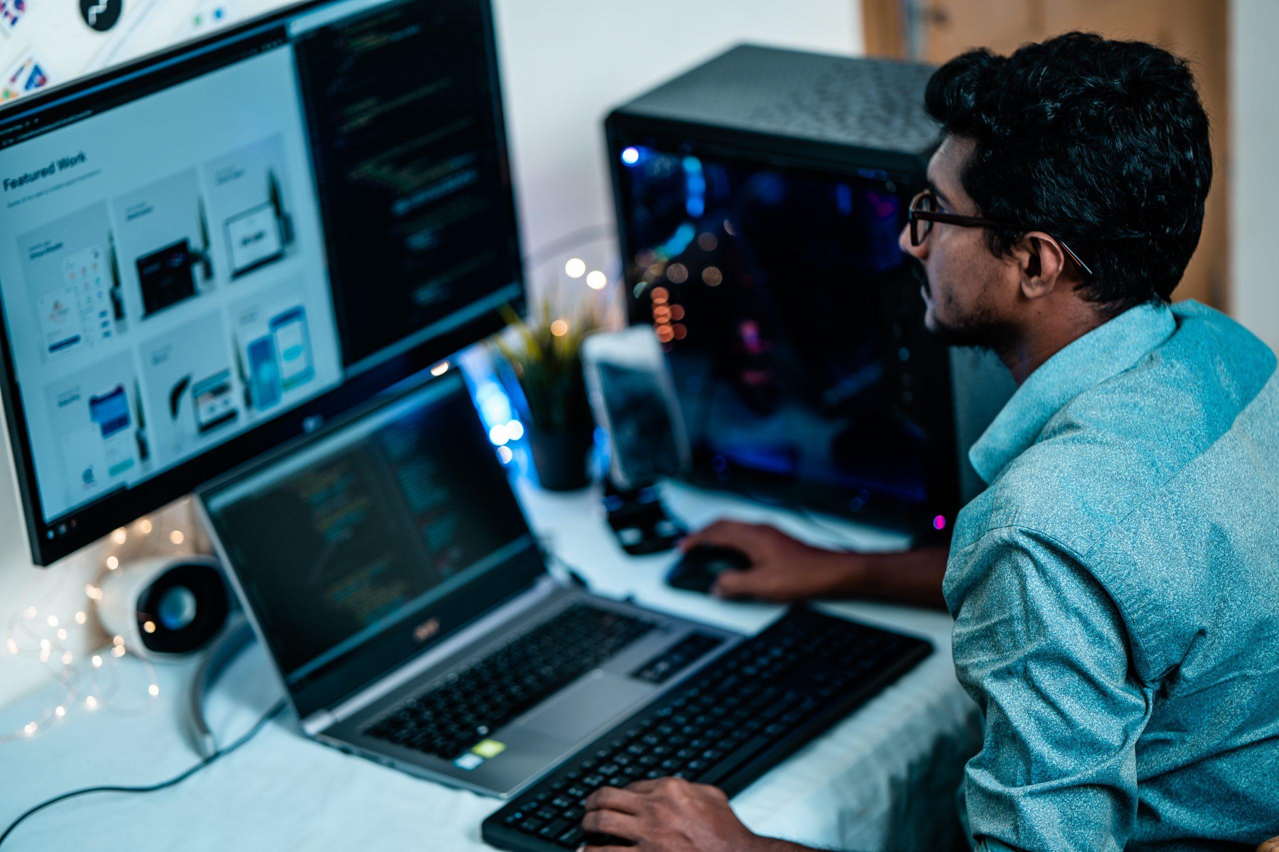 Designer working in front of computer screen