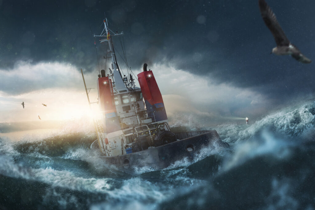 Vessel in storm