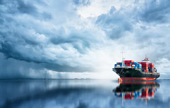 Cargo vessel in a calm sea