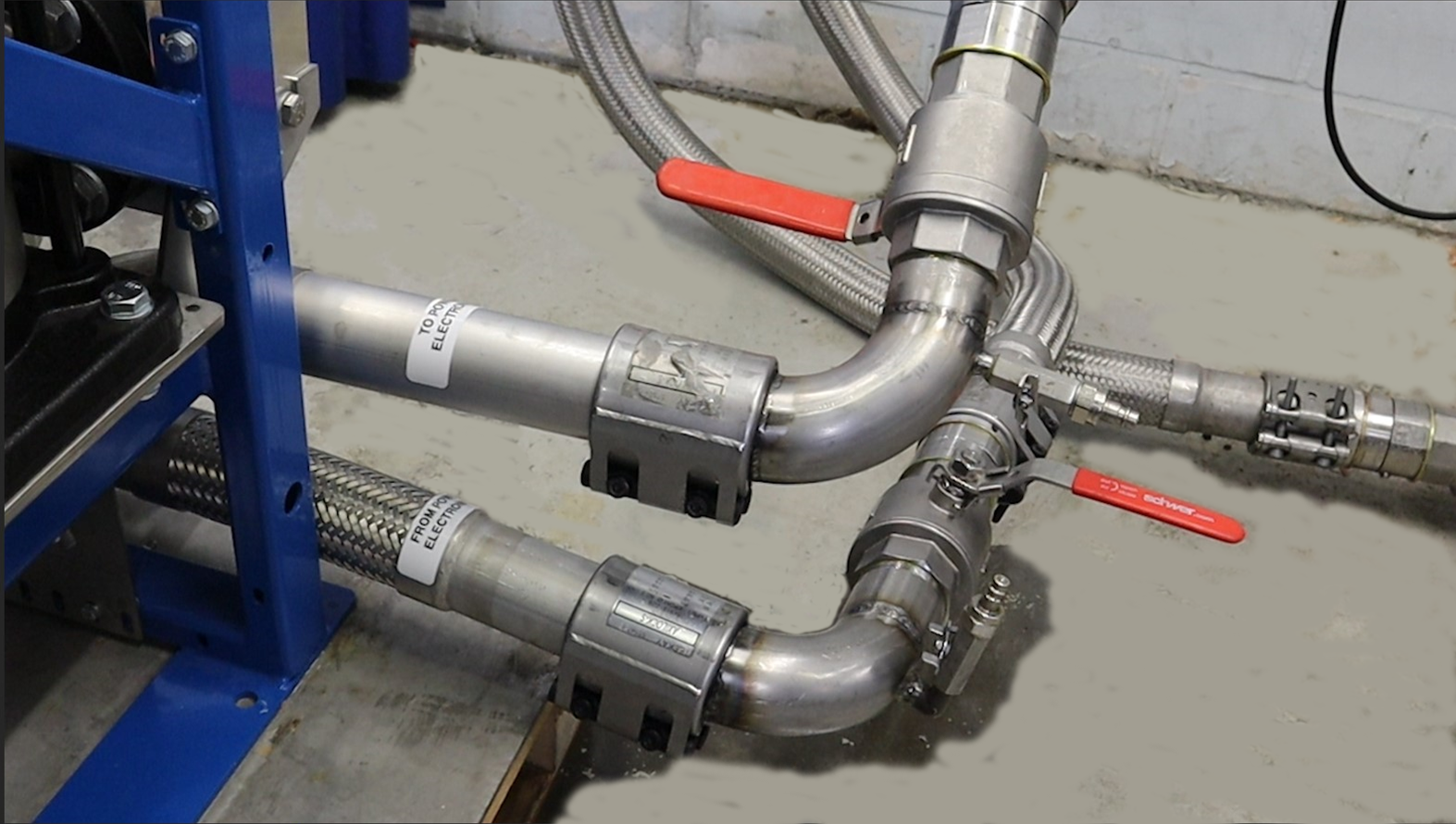 Colose-up of Adwatec water cooling station pipes
